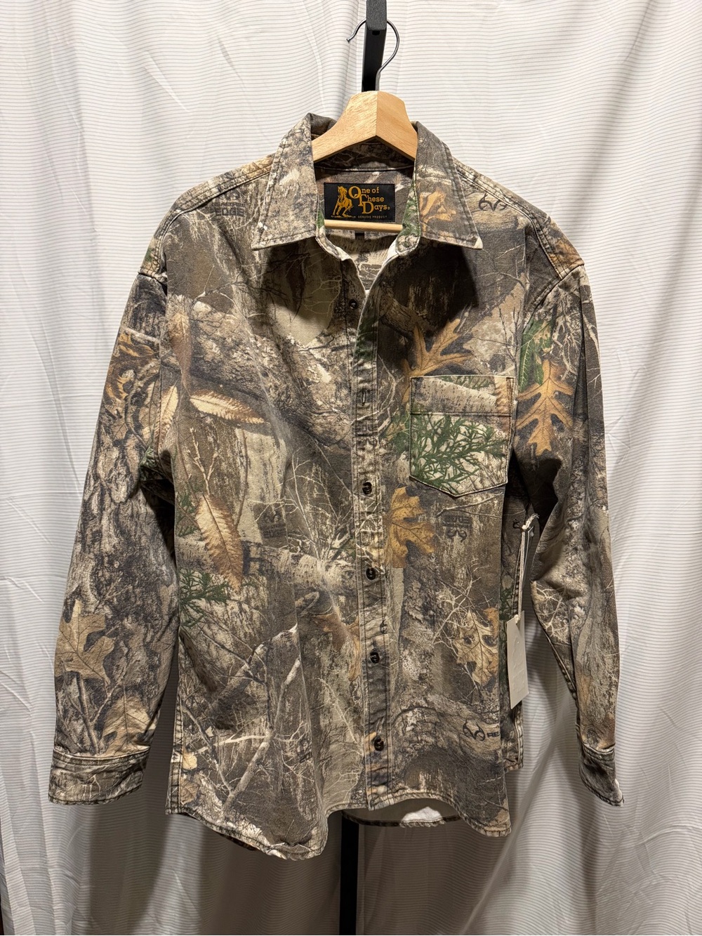 One Of These Days Realtree Camo Rough Cotton Canvas Long Sleeve Button Shirt XL
